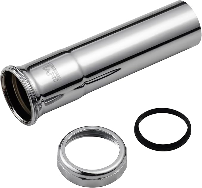 ZM 1-1/2 Inch Heavy Duty Extension Tube with Slip Joint Connection, 6 Inch Length, 22 Gauge, Brass Plumbing Fitting, Chrome