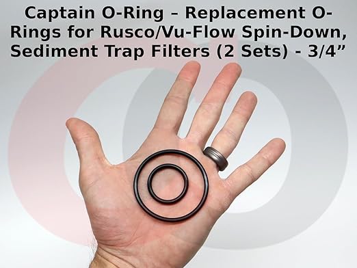 Captain O-Ring – Replacement O-Rings for Rusco/Vu-Flow Spin-Down, Sediment Trap Filters (2 Sets) [Select Size .75OR, 1OR, 1.5OR, or 2OR] (3/4" Filter (.75OR) - 2 Sets)