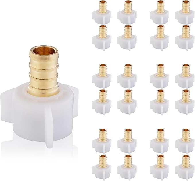 25-Pack HeSun PEX Fittings, 3/4" Pex x 3/4" Female NPT Swivel Adapter, Brass Crimp Fitting for ASTM F1807(PEX1807203-25)