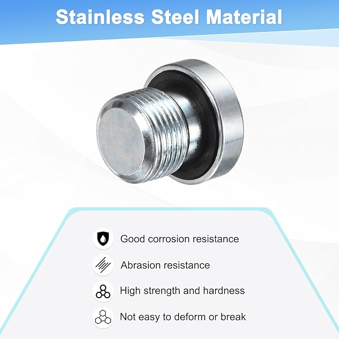 4-Pack M14x1mm Inner Hex Head Pipe Fitting Plug, Carbon Steel Sensor Socket Plug with Seal O-Ring for Terminate Pipe Ends/High Pressure Washer, Sealing Screw