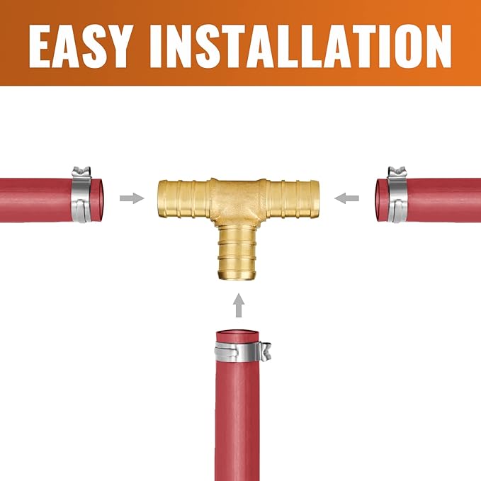 SUNGATOR 50-Pack 1/2" Pex Tee Fittings, Pex Fittings 1/2 Inch Tee, No Lead Brass, NSF, UPC Certified