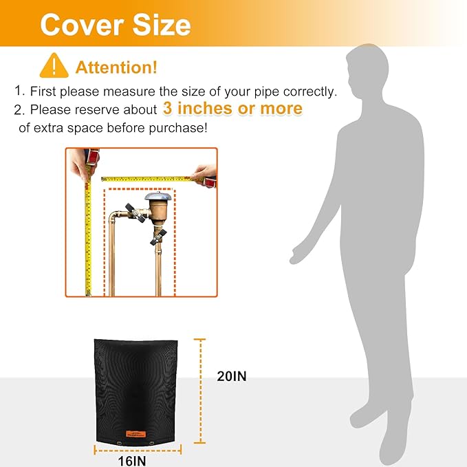 Backflow Preventer Cover Insulated with Thicker 7 Layers Fabric, 16" W x 20" H Backflow Cover with Aluminum Foil Layer for Winter Pipe Freeze Protection, Backflow Insulation Cover