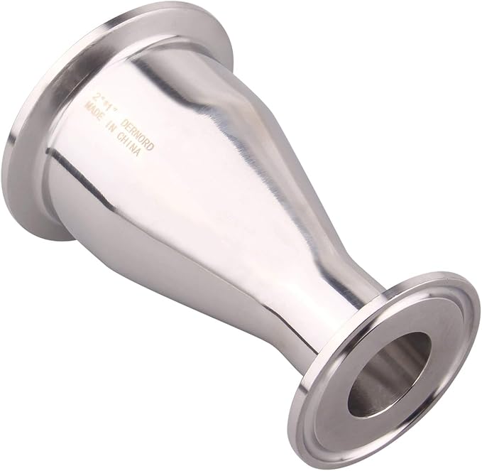 DERNORD Sanitary Fitting Reducer Fitting SUS304 Tri Clamp Ferrule Style 2" Tube OD to 1" Tube OD