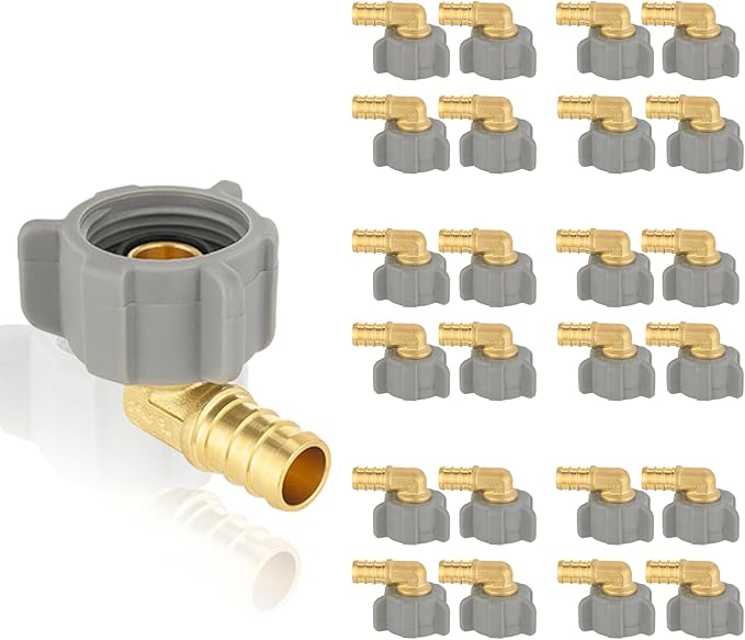 HeSun 25-Pack PEX Fittings, 1/2" Pex x 7/8" BC (Toilet Ballcock) Swivel Elbow, Brass Crimp Fitting for Pex Pipes, ASTM F1807