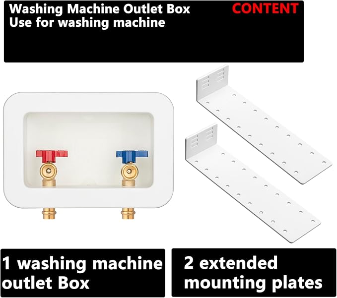 (1 Pack) Lidertik Washing Machine Outlet Box Press with Center Drain, Inlet 1/2 inch Press connect x Outlet 3/4 inch NH Thread LI-XYJH-560-LK