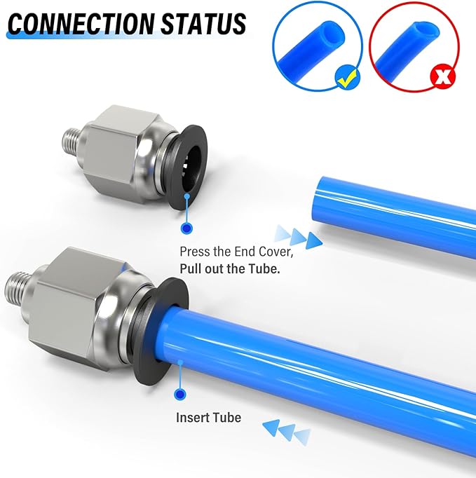 TAILONZ PNEUMATIC Male Straight 6mm Tube OD x M6 Thread Push to Connect Fittings PC6-M6 (Pack of 10)