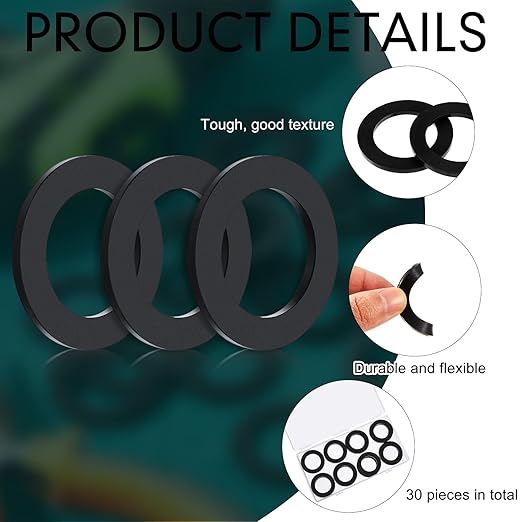 30 Pack Inner Diameter 1 Inches Outer Diameter 1.5 Inches Oversize Rubber Union Washer Flat Plumbing Slip Joint Washer