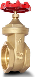 4" NPT Brass Gate Valve, Heavy Duty Female x Female Thread Manual Rotary Sluice Valve with Wheel Handle for Water, Oil, Gas, Industrial Plumbing, and HVAC Systems (4", DN100)