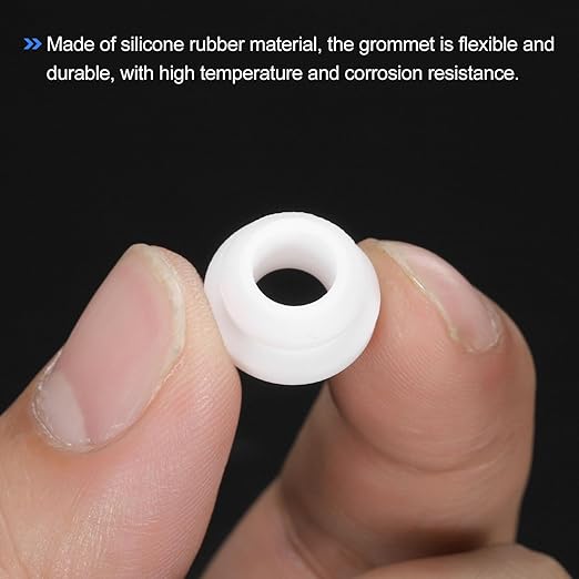 MECCANIXITY 20Pcs Snap Silicone Rubber Grommet Plug Mount Dia 10mm ID 7mm Narrow Groove Width 2mm Seal Anti-Scratch Sleeves for Electrical Box Cable Pipes White