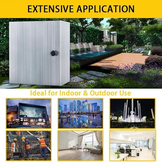 MJ-Box Steel Electrical Enclosure Box 12 x 12 x 8'' 304 Stainless Steel Electrical Enclosure IP66 Waterproof & Dustproof Outdoor/Indoor NEMA 4X Stainless Steel Enclosure