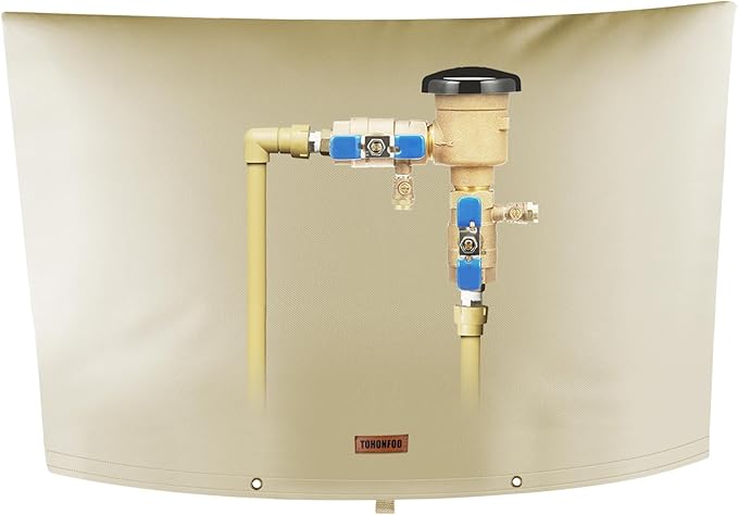 Backflow Preventer Pipe Insulation Cover (5°F) - Irrigation Sprinkler Valve Insulated Pouch - Water Well Pump Cover - Sturdy 5 Layers for Winter Freeze Protection, 90" W x 60" H, Beige