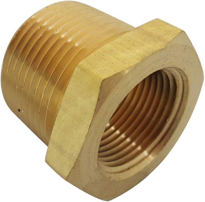 Brass Pipe Fitting Hex Bushing Assortment Kits NPT Male Pipe to NPT Famale Pipe 1/4"×1/8";3/8"×1/8";3/8"×1/4";1/2"×1/4";1/2"×3/8"（5pcs）