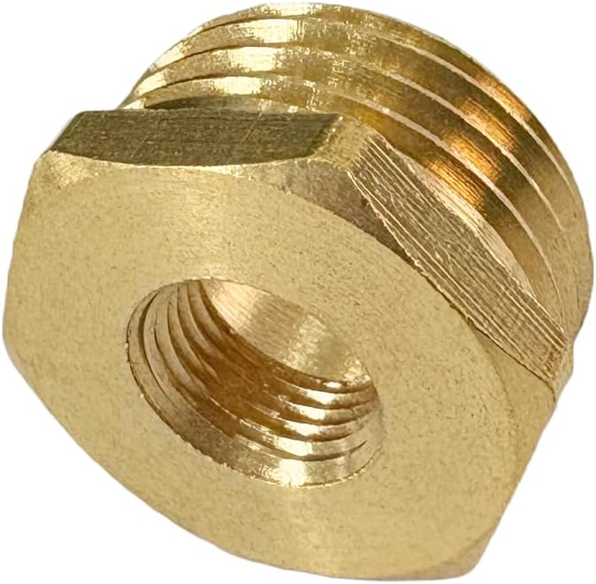 1/2" NPT Male x 1/8" NPT Female Brass Reducer Hex Bushing Threaded Pipe Fitting Reducing Adapter Pack of 2
