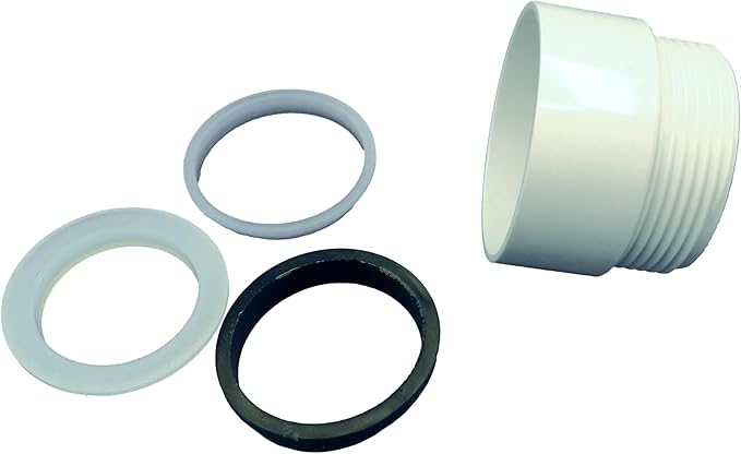 1-1/2" PVC Male x Hub Tubular Drain Trap Adapter with 1-1/2" x 1-1/4" and 1-1/2 SJ poly washer and TUUBER 1-1/2-in TPE flexible washer (1-PACK, 1, Pack)
