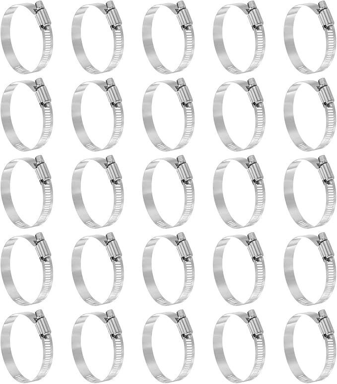 HARFINGTON 25 Pcs Hose Clamp 1-13/16"-2-3/4" (46-70mm) 304 Stainless Steel Adjustable Worm Gear Hose Clamp with Phillips Screw Assortment Kit for Fuel Line Pipe Plumbing Automotive Tube