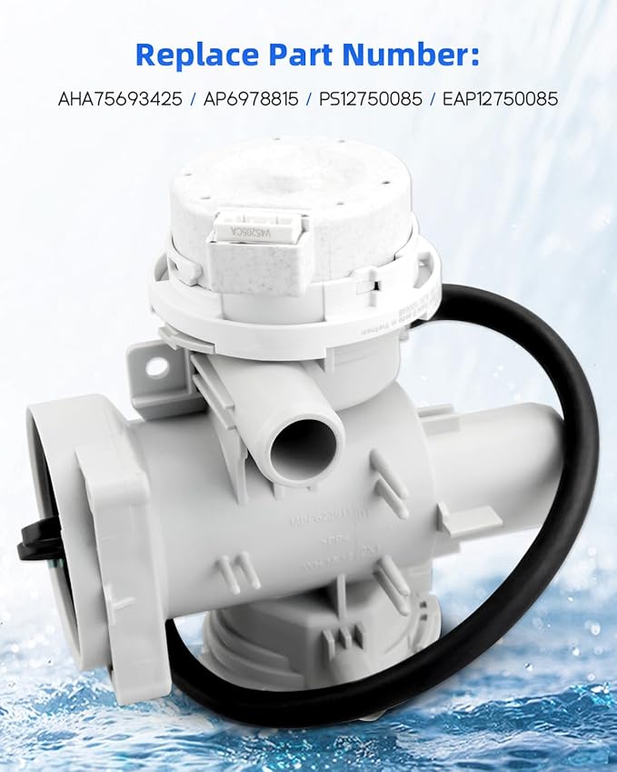 AHA75693425 Washer Drain Pump Assembly Fit for LG Washer WM3400CW WM3600HVA Replacement for EAP12750085 AP6978815 PS12750085