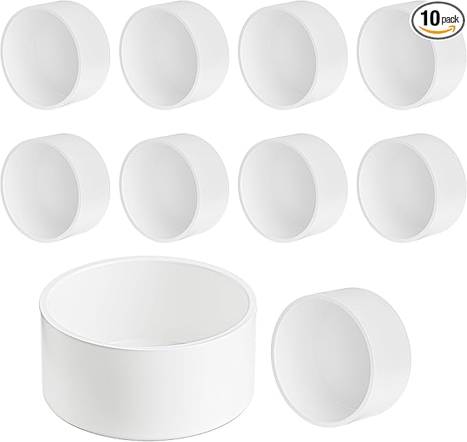 2“ PVC Pipe End Cap Fitting (Compatible with 2.375" OD), 10 Pcs Pipe End Caps, Schedule 40 Furniture Grade Plug for Building PVC Furniture DIY Garden Shelf