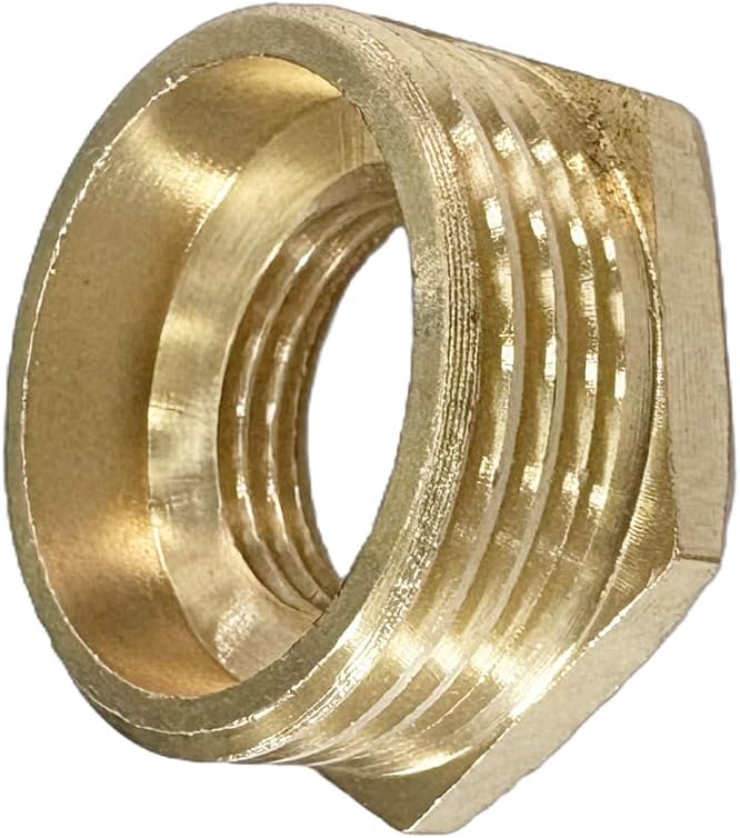 1" NPT Male x 1/2" NPT Female Brass Reducer Hex Bushing Threaded Pipe Fitting Reducing Adapter Pack of 2