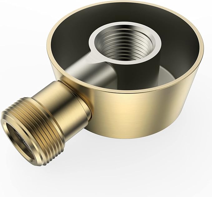 100% Brass Wall Mounted Supply Elbow, Solid Brass Round Wall Elbow for Hand Shower, Check Valve Included (Brushed Gold)