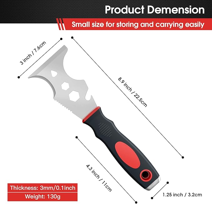 DEKEones Paint Scraper Tool, Stainless Steel 14-in-1 Painters Tool, Heavy Duty Multi-Purpose Filler Tool for Painting, DIY - Professional Paint Remover