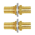 Joywayus 1/2'' Hose Barb Thru-Bulk Head Hex Union Brass Fitting Water/Fuel/Air (Pack of 2)