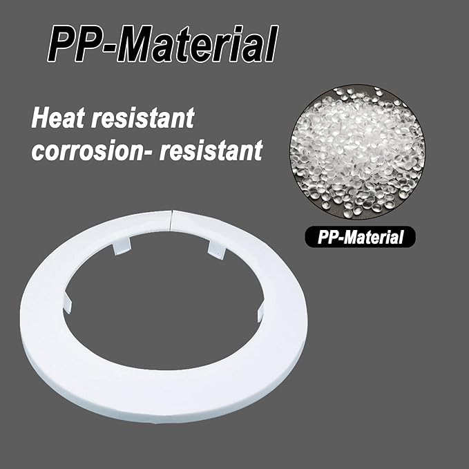 90mm Pipe Cover Decoration; Fit 3.54" Outer Diameter Pipe/Hole; White PP Plastic Escutcheon Collar; Snap-on Water Escutcheon Plate for Bathroom Kitchen Wall Tube Decor 2 Pcs