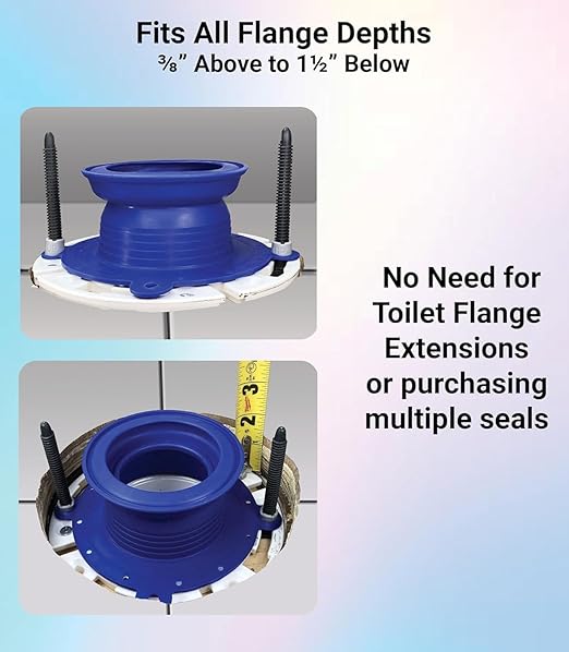 One N Done Toilet Flange Repair Kit – Complete Toilet Wax Ring Replacement Kit – Durable Waxless Toilet Ring – Includes Toilet Flange Bolts, Toilet Bowl Caps, and Toilet Flange Extension Kit (10 Pack)