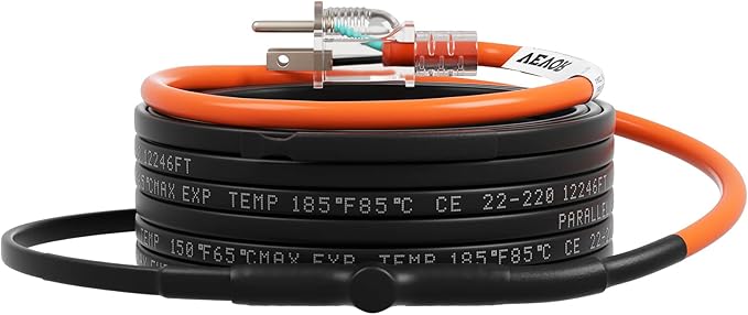 VEVOR Self-Regulating Pipe Heating Cable, 30-feet 5W/ft Heat Tape for Pipes Freeze Protection, Protects PVC Hose, Metal and Plastic Pipe from Freezing, 120V