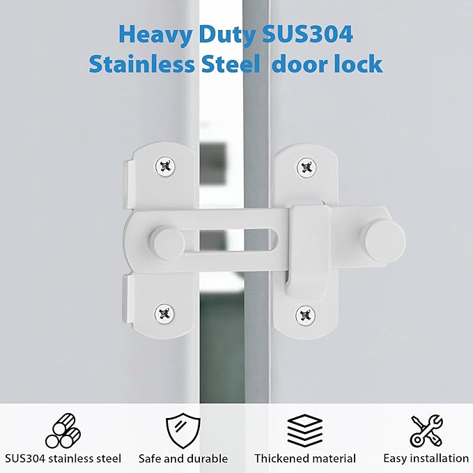 Alise 4 inch Heavy Duty Flip Latch Gate Latches, Safety Door Lock for Barn Wood Fence Sliding French Doors,SUS304 Stainless Steel Gate Hardware White Finish MS9500-W