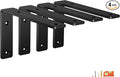 4-Pack 6 Inch Heavy Duty Shelf Brackets, Premium Floating L Bracket for Wall, Kitchen, Mantel Shelves Support | Quarter Inch (1/4") Thick | Black Powder Coated Steel