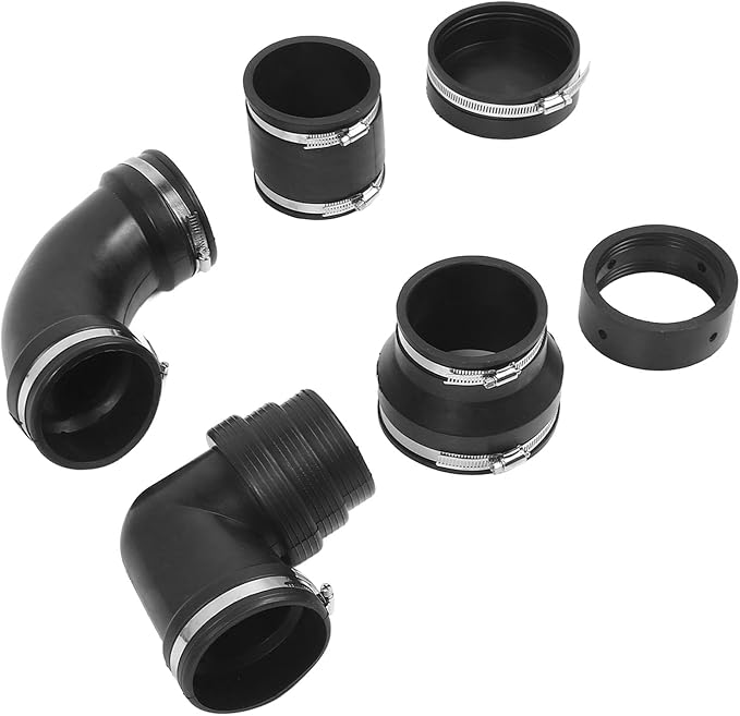 GOTOTOP RV Sewer Hose Adapter, Leakproof Flexible Joints Fittings with Gate Valve Bushing 4x3in 3x3in Adapters 90 Elbow, Complete RV Waste Plumbing Connection System for Trailer Camping