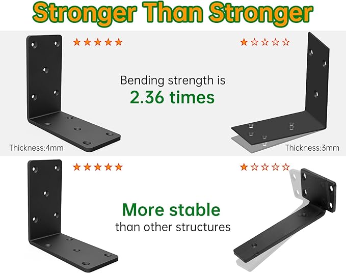 5x5“ Heavy Duty Shelf Brackets，L Brackets for Shelves Fence Pergola Brackets Angle Bracket for Post Wood，90 Degree Corner Bracket，Corner Brace for Floating Shelf Countertop Support Brackets ﻿