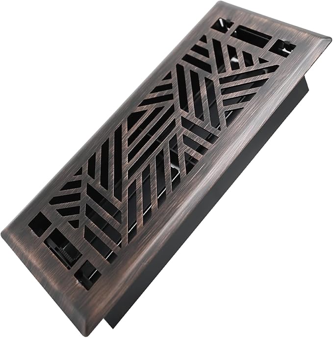 4x10 Inches Heavy Duty Walkable Floor Register Easy Adjust Air Supply Lever Floor Vents - Brooklyn Design - Vent Cover for Home Floor - Oil Rubbed Bronze