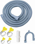 Washing Machine Drain Hose, 12 Feet Universal Dishwasher Drain Hose Extension Kit Corrugated Washer Hoses, 7 PCS Set with 4 Clamps & 1 U-Bend Hose Holder