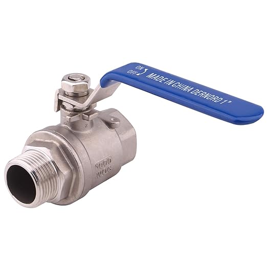 DERNORD Full Port Ball Valve 1 Inch - Male x Female Stainless Steel 304 Heavy Duty for Water, Oil, and Gas,1000WOG (1 Inch NPT)