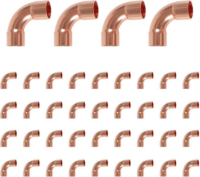 40-Pack HeSun Copper Fittings, 5/8-Inch Long Radius 90-Degree Copper Elbow, C x C with Sweat Solder Connection