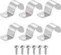 uxcell 6Pcs 22mm(7/8") One Hole Rigid Pipe Strap, 304 Stainless Steel Conduit Clamp Thicken U Bracket Heavy Duty Pipe Clamp with Self-Tapping Screws for Fixing Tube Cable, Silver