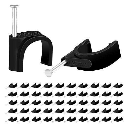 100 Pcs Pex Clamps, 3/4 Inch Pex Hangers Black Pex Fittings Half Clamps, J-Hook Pex Nail on Clamps for 3/4" OD Tubing Pipe, Pipe Support, Fixing Wire (20mm)