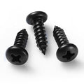 #10 x 1/2 Inch Pan Head Wood Screws, Phillips Drive, Black Oxide Stainless Steel 304 (18-8), Self Tapping for Wood, Sheet Metal Screws, 200 Pack