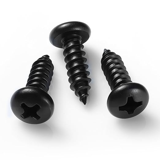 #6 x 1/2 Inch Pan Head Wood Screws, Phillips Drive, Black Oxide Stainless Steel 304 (18-8), Self Tapping for Wood, Sheet Metal Screws, 100 Pack