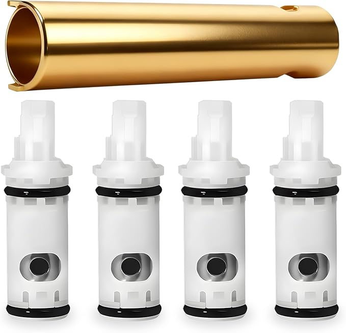 1 Set 1224 1224B Faucet Cartridge Replacement Kit Compatible with Moen Most Double Handle Faucets, Includes 4 Pcs 1224 Replacement Cartridges and 1Pcs 14272 Cartridge Removal Tool