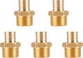 WMAXPFIT(5 Pack) 3/4 Inch PEX x 3/4 Inch Male NPT Thread Adapter F1807, LF Brass crimp fitting for PEX-b pipe