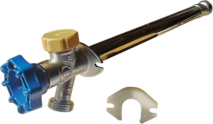 Garden Hose Threaded Sillcock - Anti-Siphon & Frost Free - 10” long - 1/2" Pushfit x 3/4" GHT with Ball Valve - Blue Handle