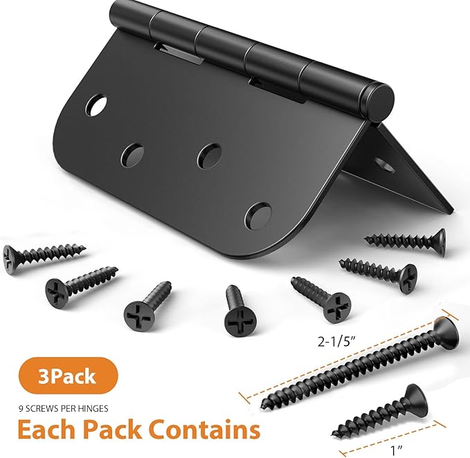 3 Pack Matte Black Door Hinges 4 Inch, Heavy Duty Exterior Hinges with Square & 5/8" Radius Corners, Quiet Removable Pin Design for Front & Back Residential Doors