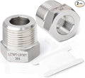 TAISHER 2PCS Forging of 304 Stainless Steel Reducer Hex Bushing, 1/2" Male NPT to 1/8" Female NPT, Reducing Forging Pipe Adapter Fitting