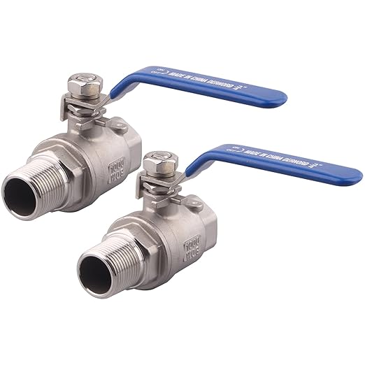 DERNORD 2 Pack Full Port Ball Valve 3/4 Inch - Male x Female Stainless Steel 304 Heavy Duty for Water, Oil, and Gas, 1000WOG