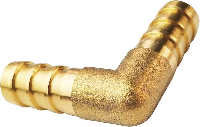 2PCs 1/2" Brass Hose Barb Fitting 90 Degree Elbow Barbed Splicer Mender Union Fitting with 4PCs Hose Clamp for Oil Water Air