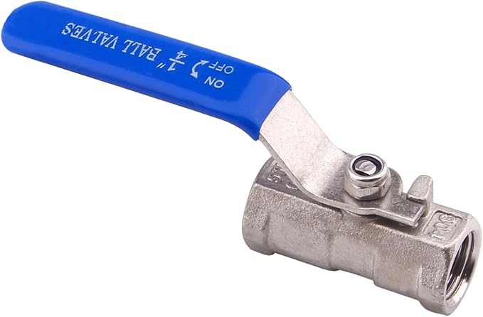 DERNORD Stainless Steel Ball Valve 1PC Type 0.25 Inch NPT Standard Port for Water, Oil, and Gas (Pack of 2)