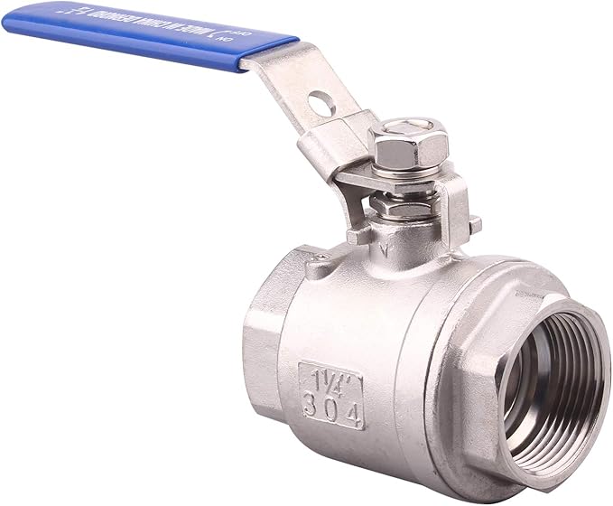 DERNORD Stainless Steel 304 Ball Valve, Full Port Heavy Duty for WOG with Locking Device (1-1/4" NPT)