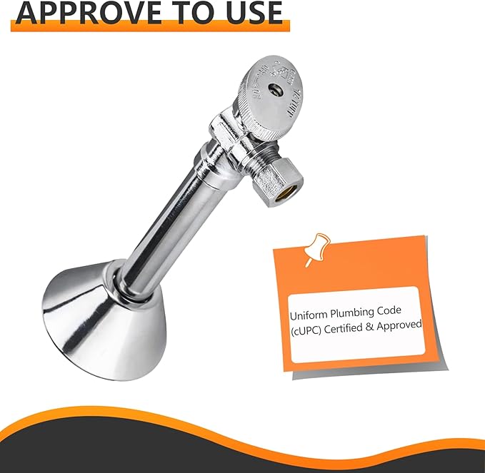 5-PCs HeSun Angle Stop Valve with 5-Inch Copper Sweat Tube Extension, 1/2" Sweat x 3/8" OD Compression Angle Stop, 1/4 Turn Shut Off Valve for Bathroom(VALVE145-5)